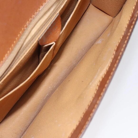 CELINE Circle Shoulder Bag Leather Brown Gold Auth - Picture 2 of 14